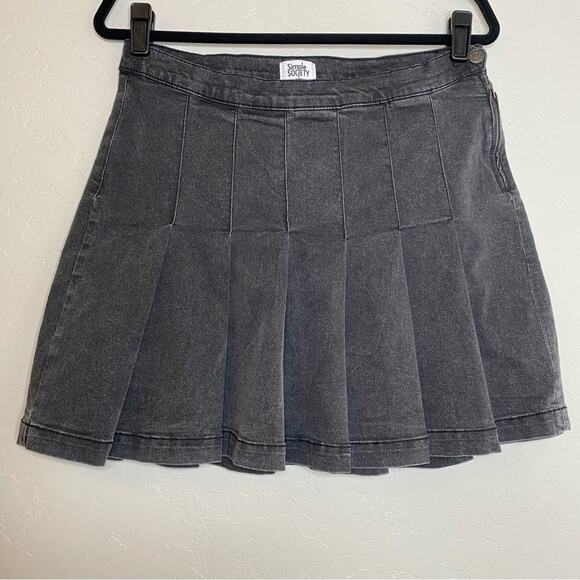 Simple Society Y2K Gray Pleated Preppy Mini Skirt XL - Picture 9 of 9